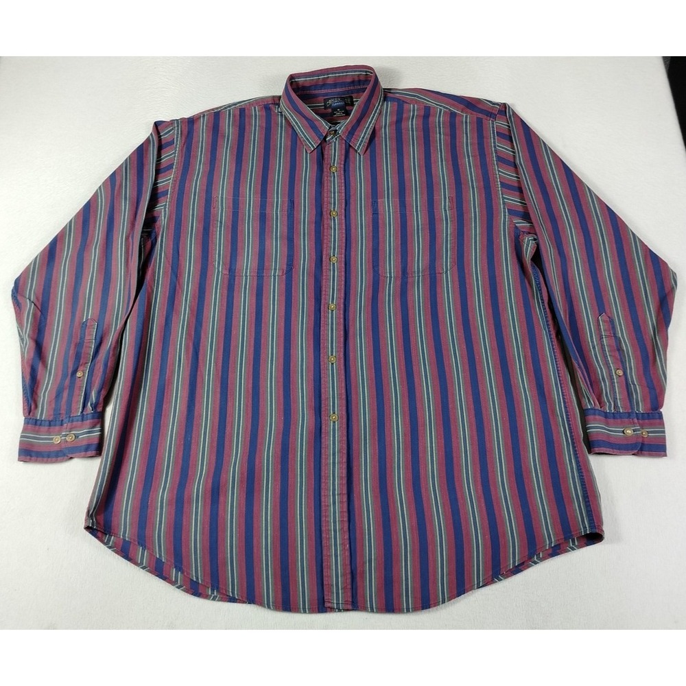 Vintage Cambridge Classics Shirt Mens XL Multicolor Stripe Long Sleeve Cotton